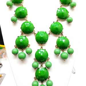 Green Statement Chandelier Necklace, 12" Length. ILY Coutoure